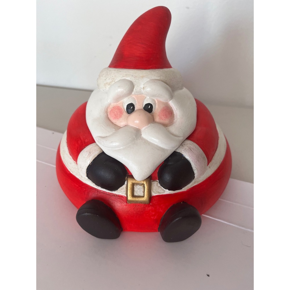 Vtg 90s Ceramic Roly Poly Santa Canister